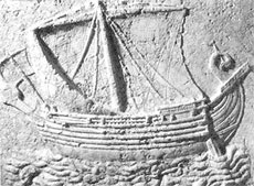 Bateau phénicien en bas relief du 1er siècle avt JC.