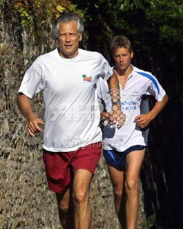 Villepin père et fils en footing