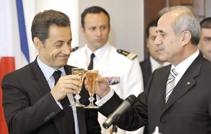 Les présidents Sarkozy et Sleimane, Beyrouth, 7 Juin 2008